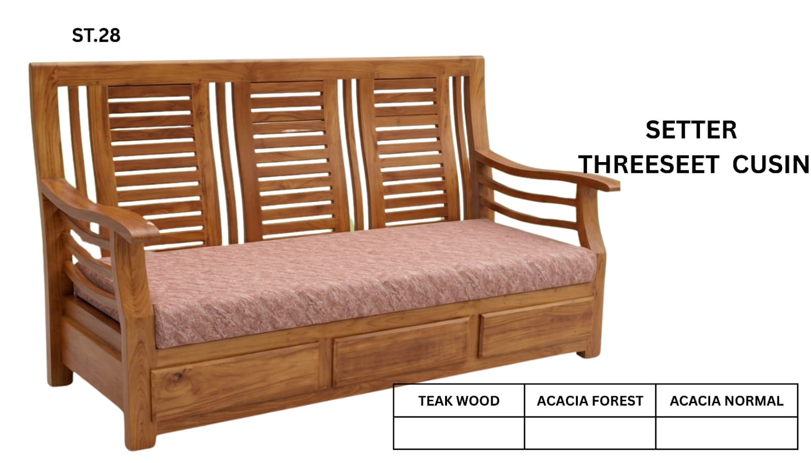 ST 28 WOODEN SETTEE